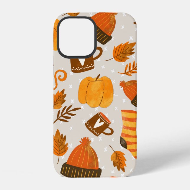 Autumn Theme Seamless Pattern Tile iPhone Case (Back)