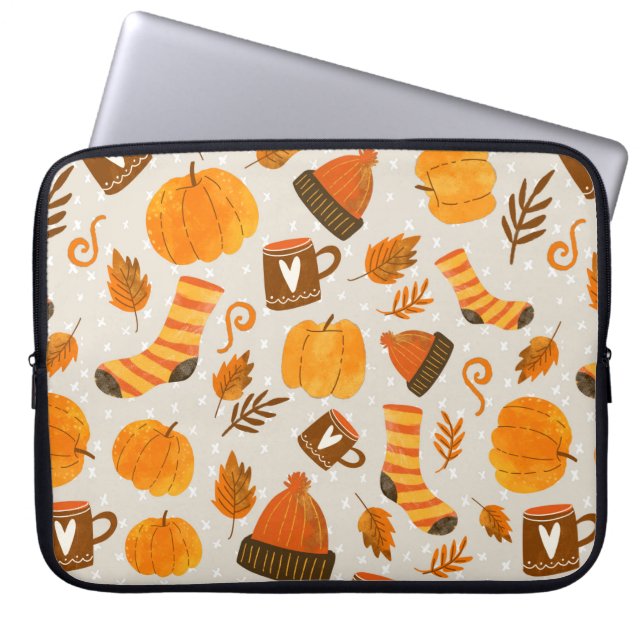 Autumn Theme Seamless Pattern Tile Laptop Sleeve (Front)