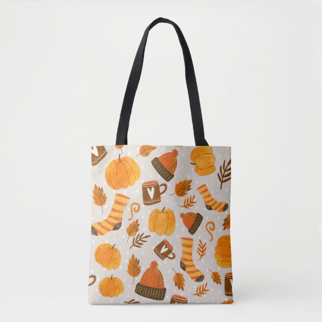 Autumn Theme Seamless Pattern Tile Tote Bag (Front)