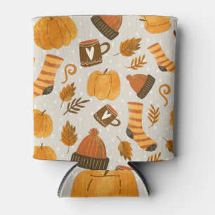 Autumn Theme Seamless Tile Pattern Can Cooler