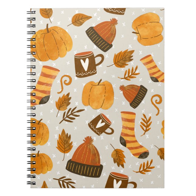 Autumn Theme Seamless Tile Pattern Notebook (Front)