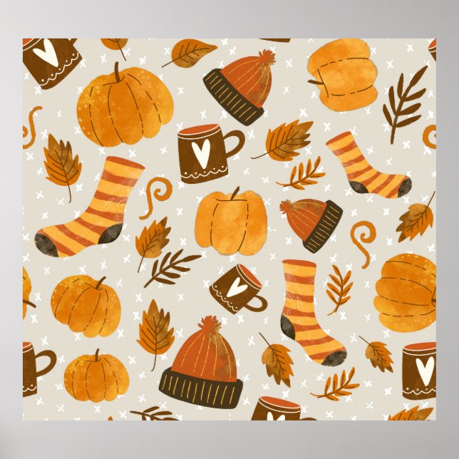 Autumn Theme Seamless Tile Pattern Poster (Front)