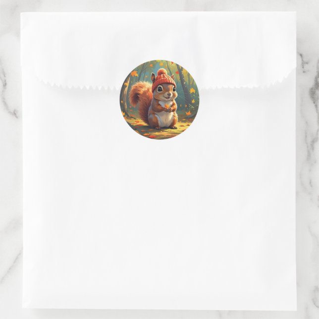 Autumn Theme Sticker | Fall Squirrel (Bag)