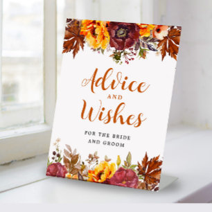 Autumn themed Advice and Wishes Pedestal Sign