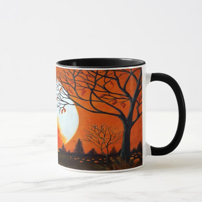 Autumn themed art mug "Burning Leaves" (Right)