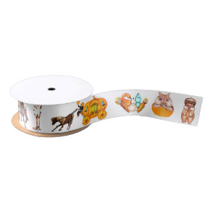 autumn themed art on ribbon satin ribbon