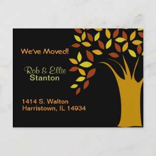 Autumn themed new home announcement postcard