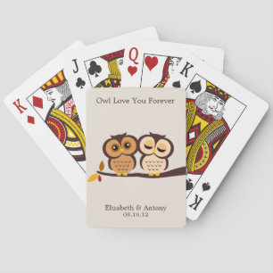 Autumn Themed Owls Wedding Playing Cards