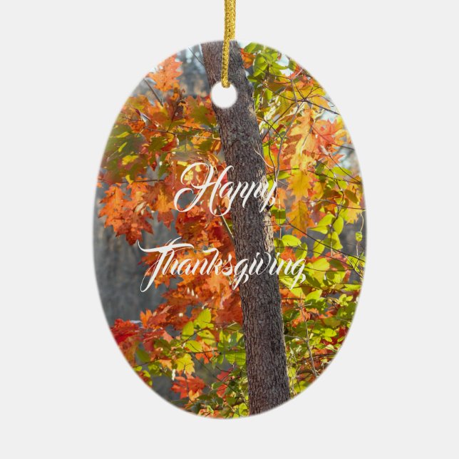 Autumn Themed Thanksgiving Ceramic Ornament (Front)