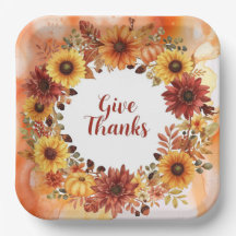 Autumn themed thanksgiving with flowers  pumpkins