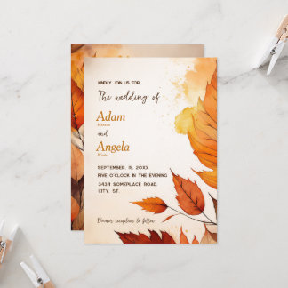 Autumn themed wedding Invitation