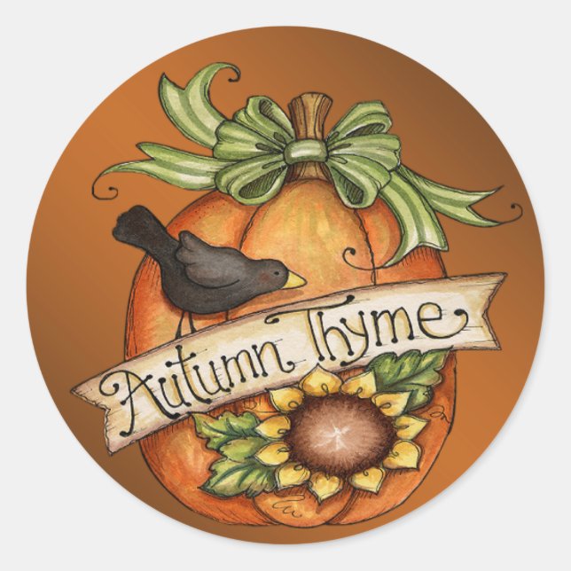 Autumn thyme classic round sticker (Front)