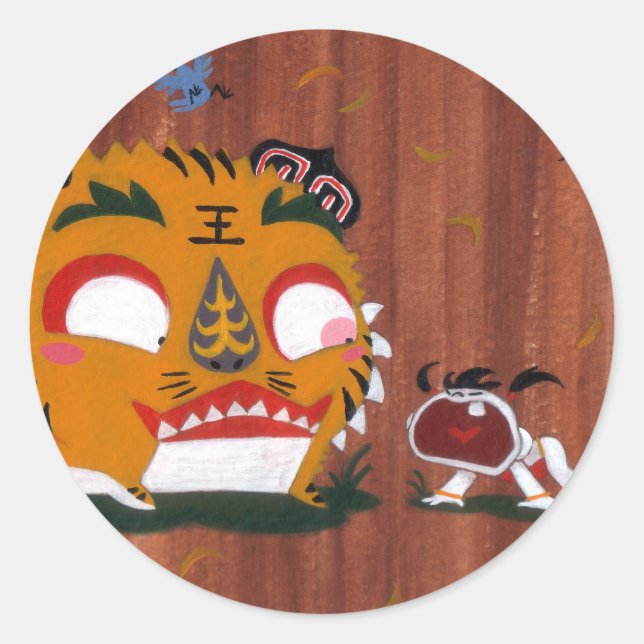 Autumn Tiger Classic Round Sticker (Front)