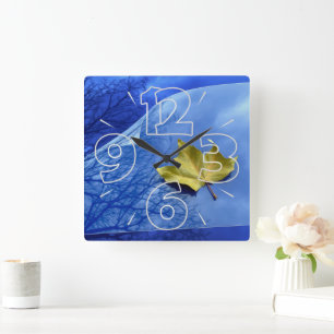 Autumn to winter square wall clock