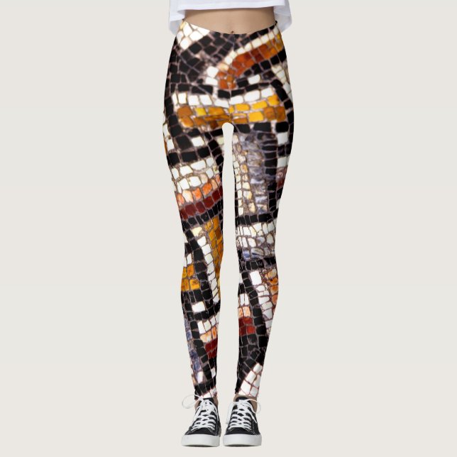 Autumn Toned Roman Mosaic Leggings (Front)