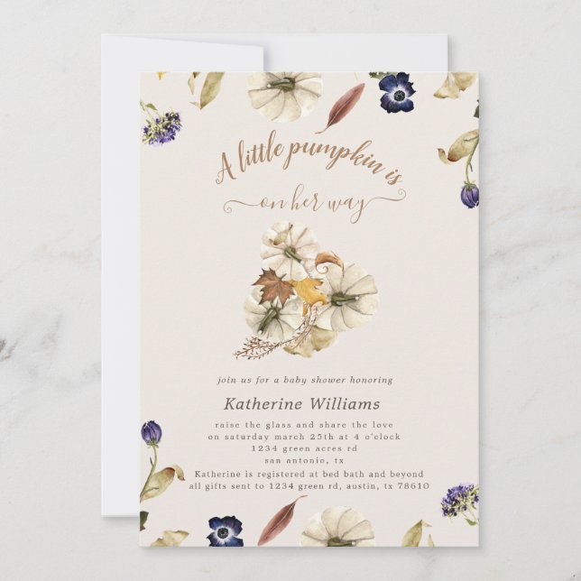 autumn tones pumpkin baby shower invitation (Front)