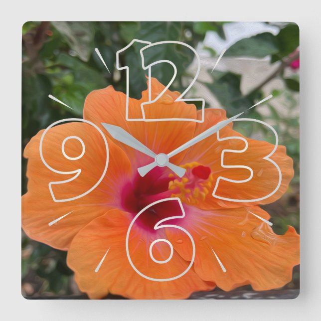 Autumn torn petals square wall clock (Front)