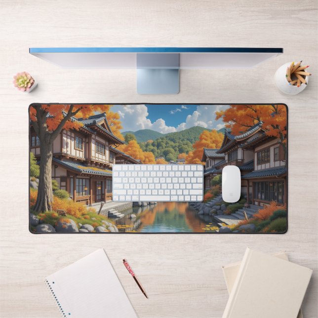 Autumn Town - Studio Ghibli Inspired Desk Mat (Office 1)