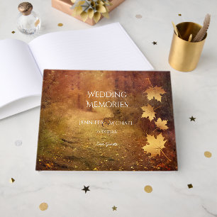 autumn trail maple leaves wedding memories guests guest book