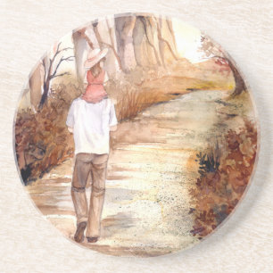 Autumn Trail Watercolor Painting Coaster