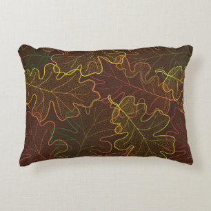 Autumn transparent oak leaves pattern background.  decorative cushion