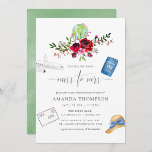 Autumn Travelling From Miss To Mrs Bridal Shower Invitation