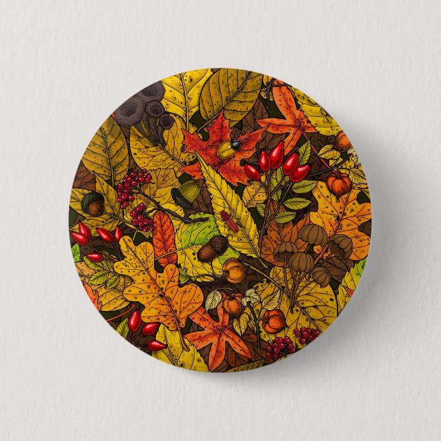 Autumn treasures 6 cm round badge (Front)