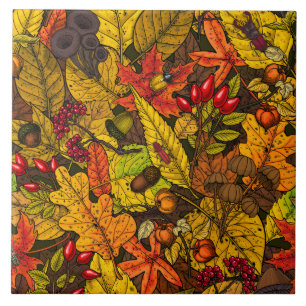 Autumn treasures ceramic tile