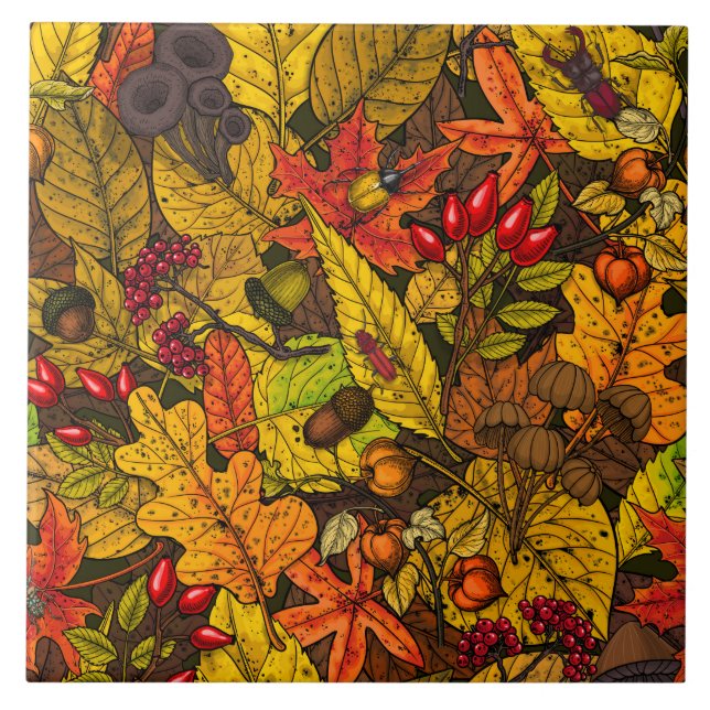 Autumn treasures ceramic tile (Front)