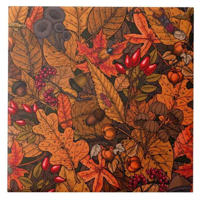 Autumn treasures ceramic tile (Front)