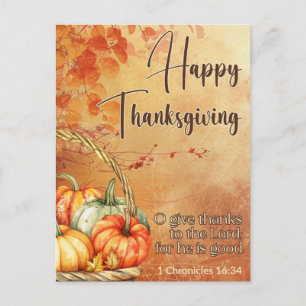 Autumn Tree 1 Chronicles 16:34 Happy Thanksgiving Holiday Postcard