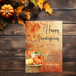 Autumn Tree 1 Chronicles 16:34 Happy Thanksgiving Thank You Card