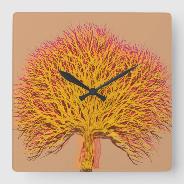 Autumn Tree #3 Square Wall Clock (Front)