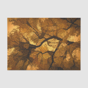 Autumn Tree Amber Orange Brown Leaves Sunset Tissue Paper