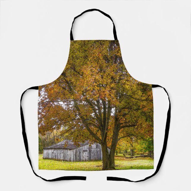Autumn Tree And Barn Painterly Apron (Front)