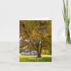 Autumn Tree And Barn Painterly Thank You Card
