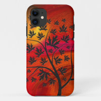 Autumn Tree and Moon Abstract Art