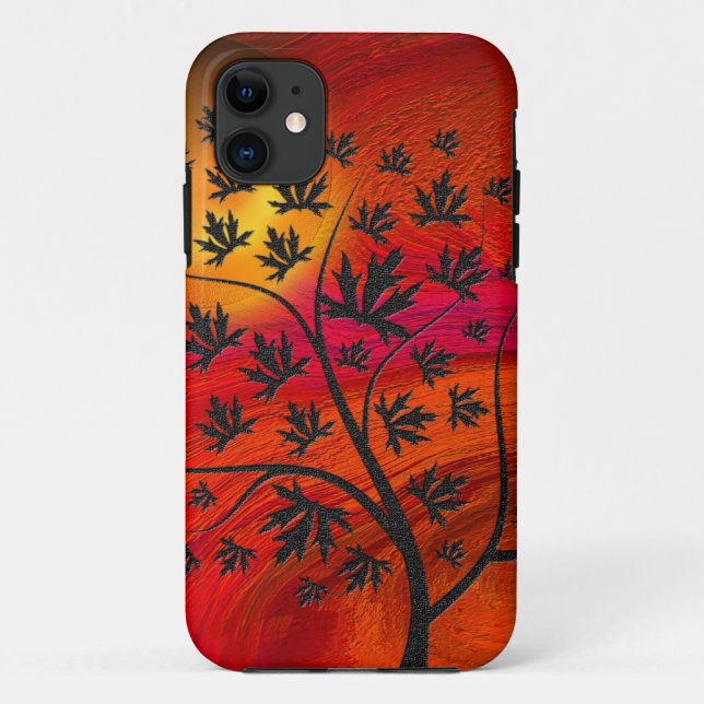 Autumn Tree and Moon Abstract Art Case-Mate iPhone Case (Back)