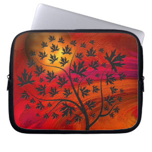 Autumn Tree and Moon Abstract Art Laptop Sleeve