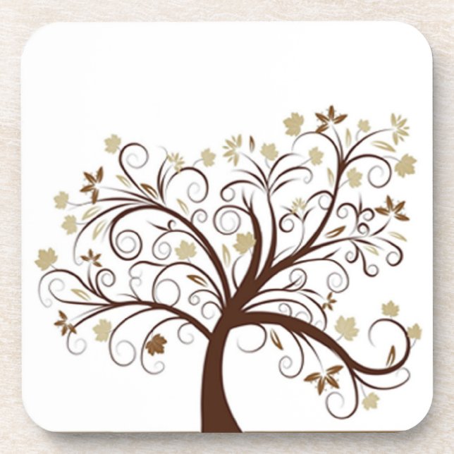 Autumn Tree Cork Coaster (Front)