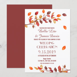 Autumn Tree Fall Leafs Wedding Invitations