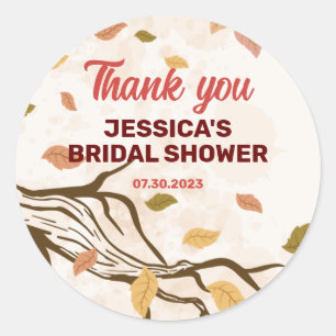 Autumn Tree Falling Leaves Fall Bridal Shower Classic Round Sticker