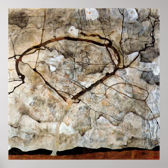 Autumn Tree in Movement by Egon Schiele Poster (Front)