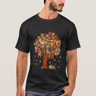 Autumn Tree Kittens Family Of Cats Fall Season Lea T-Shirt