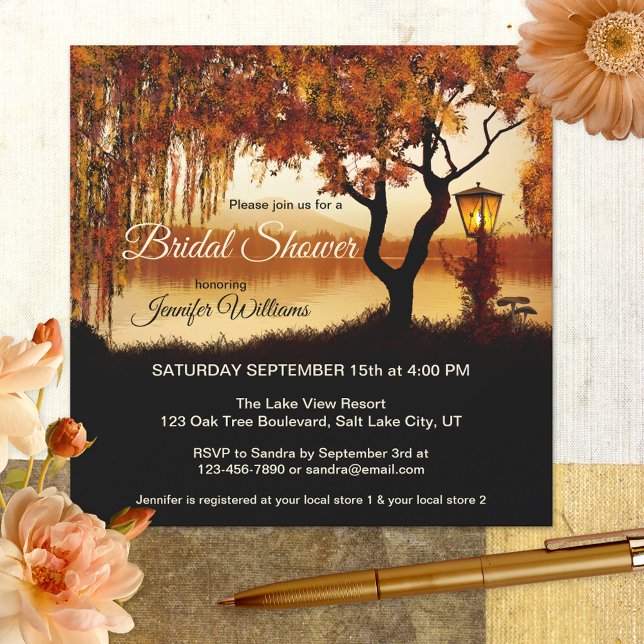 Autumn Tree Lake View Bridal Shower Invitation (Creator Uploaded)