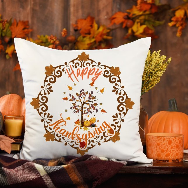 Autumn Tree Mandala Fall Foliage & Thanksgiving Cushion (Creator Uploaded)