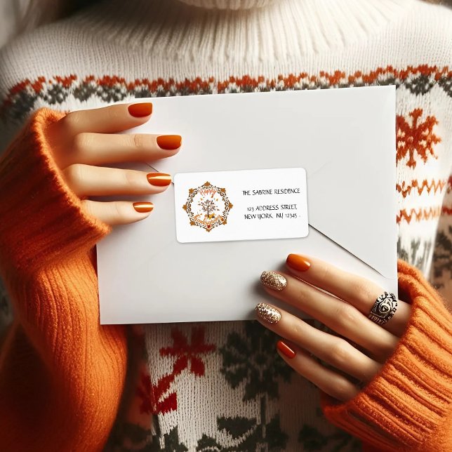 Autumn Tree Mandala Fall Foliage & Thanksgiving Label (Creator Uploaded)