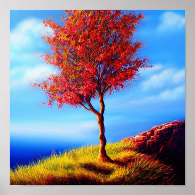Autumn Tree on a Cliff Poster (Front)