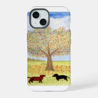 Autumn Tree Painting with Dachshund Dogs