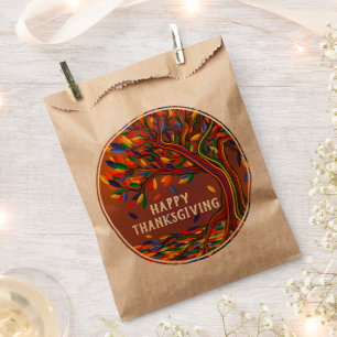 Autumn Tree Personalised Happy Thanksgiving Party Favour Bag
